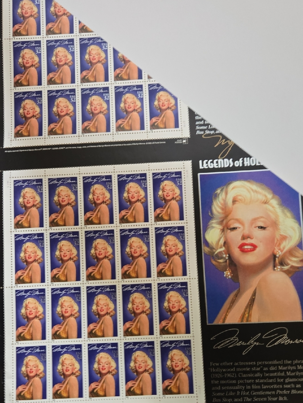 Signed Marilyn Monroe Commemorative Stamp Sheet Poster